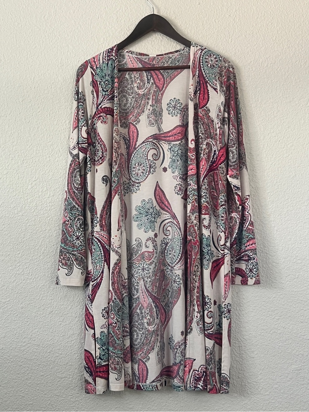 Sew In Love Paisley Open Front Long Cardigan Duster